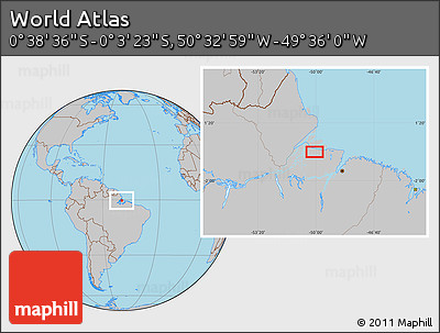 Gray Location Map of the Area around 0° 21' 0" S, 50° 4' 30" W