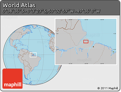 Gray Location Map of the Area around 0° 21' 0" S, 50° 4' 30" W