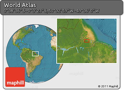 Satellite Location Map of the Area around 0° 21' 0" S, 50° 4' 30" W