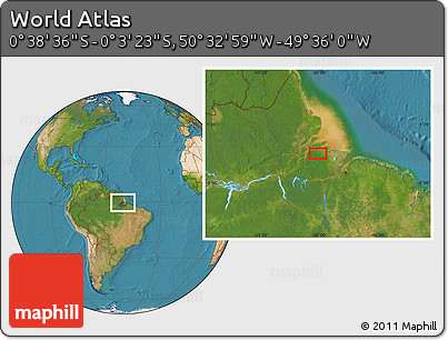 Satellite Location Map of the Area around 0° 21' 0" S, 50° 4' 30" W