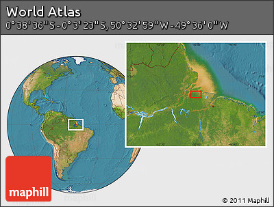 Satellite Location Map of the Area around 0° 21' 0" S, 50° 4' 30" W