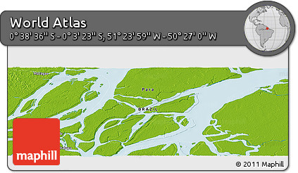 Physical Panoramic Map of the Area around 0° 21' 0" S, 50° 55' 29" W