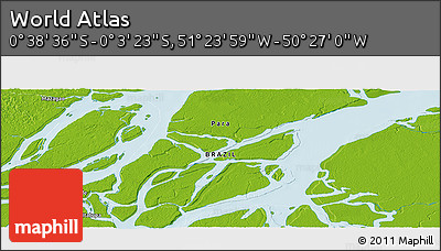 Physical Panoramic Map of the Area around 0° 21' 0" S, 50° 55' 29" W