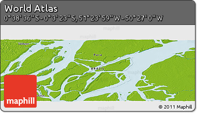 Physical Panoramic Map of the Area around 0° 21' 0" S, 50° 55' 29" W