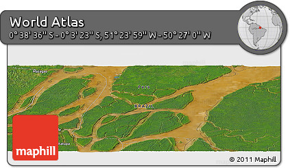 Satellite Panoramic Map of the Area around 0° 21' 0" S, 50° 55' 29" W