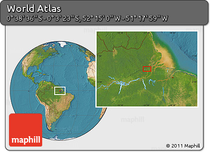Satellite Location Map of the Area around 0° 21' 0" S, 51° 46' 29" W