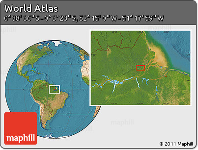 Satellite Location Map of the Area around 0° 21' 0" S, 51° 46' 29" W