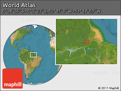 Satellite Location Map of the Area around 0° 21' 0" S, 51° 46' 29" W