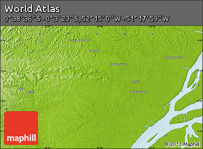 Physical Map of the Area around 0° 21' 0" S, 51° 46' 29" W