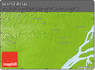 Physical Map of the Area around 0° 21' 0" S, 51° 46' 29" W
