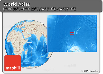 Shaded Relief Location Map of the Area around 0° 21' 0" S, 54° 28' 30" E