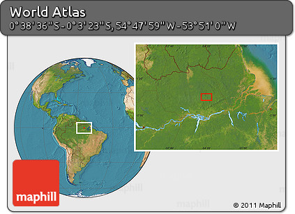 Satellite Location Map of the Area around 0° 21' 0" S, 54° 19' 30" W