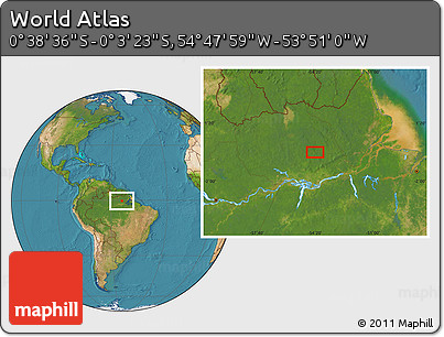 Satellite Location Map of the Area around 0° 21' 0" S, 54° 19' 30" W