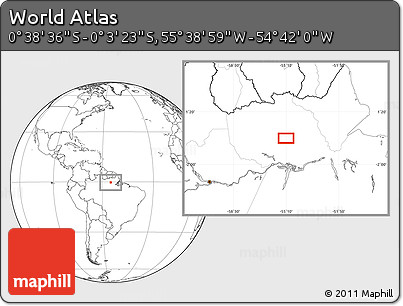 Blank Location Map of the Area around 0° 21' 0" S, 55° 10' 29" W