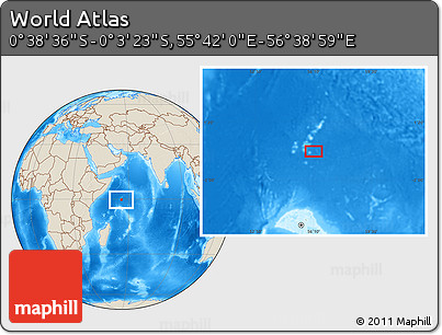 Shaded Relief Location Map of the Area around 0° 21' 0" S, 56° 10' 29" E
