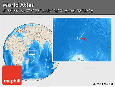 Shaded Relief Location Map of the Area around 0° 21' 0" S, 56° 10' 29" E