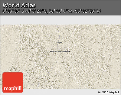 Shaded Relief 3D Map of the Area around 0° 21' 0" S, 56° 1' 29" W