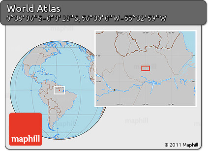 Gray Location Map of the Area around 0° 21' 0" S, 56° 1' 29" W