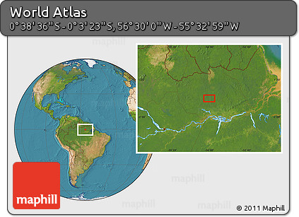 Satellite Location Map of the Area around 0° 21' 0" S, 56° 1' 29" W