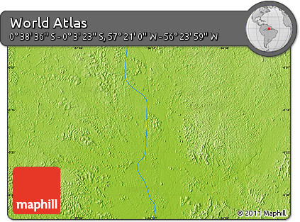 Physical Map of the Area around 0° 21' 0" S, 56° 52' 30" W