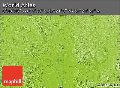 Physical Map of the Area around 0° 21' 0" S, 56° 52' 30" W