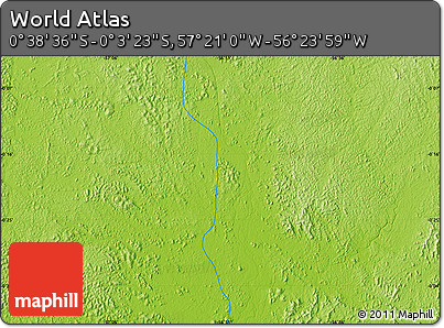 Physical Map of the Area around 0° 21' 0" S, 56° 52' 30" W