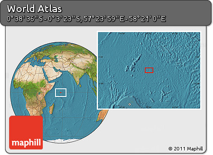 Satellite Location Map of the Area around 0° 21' 0" S, 57° 52' 30" E