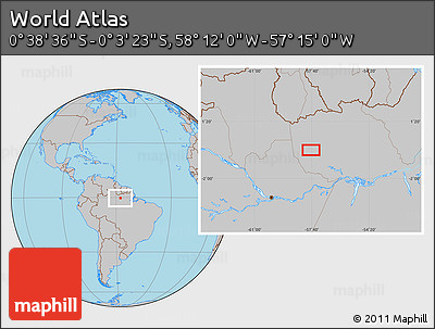 Gray Location Map of the Area around 0° 21' 0" S, 57° 43' 30" W