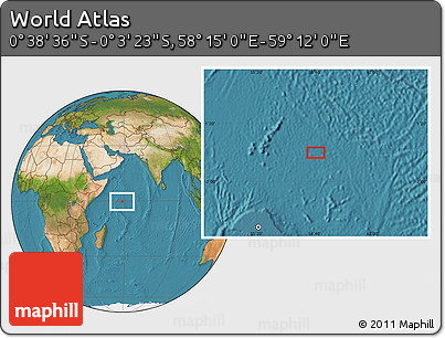 Satellite Location Map of the Area around 0° 21' 0" S, 58° 43' 30" E