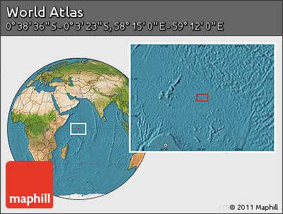 Satellite Location Map of the Area around 0° 21' 0" S, 58° 43' 30" E