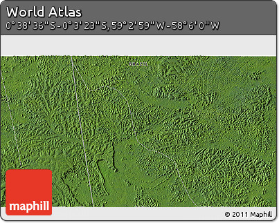 Satellite 3D Map of the Area around 0° 21' 0" S, 58° 34' 30" W