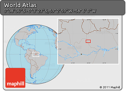Gray Location Map of the Area around 0° 21' 0" S, 58° 34' 30" W