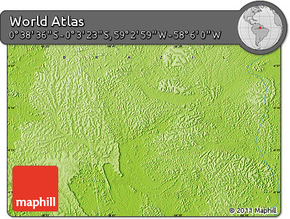 Physical Map of the Area around 0° 21' 0" S, 58° 34' 30" W