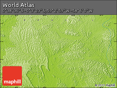 Physical Map of the Area around 0° 21' 0" S, 58° 34' 30" W