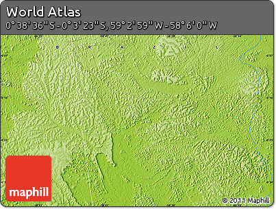 Physical Map of the Area around 0° 21' 0" S, 58° 34' 30" W