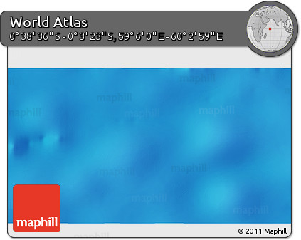 Shaded Relief 3D Map of the Area around 0° 21' 0" S, 59° 34' 30" E