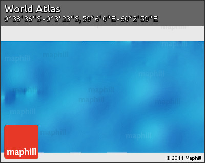 Shaded Relief 3D Map of the Area around 0° 21' 0" S, 59° 34' 30" E