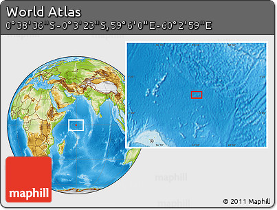 Physical Location Map of the Area around 0° 21' 0" S, 59° 34' 30" E