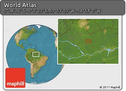 Satellite Location Map of the Area around 0° 21' 0" S, 59° 25' 29" W