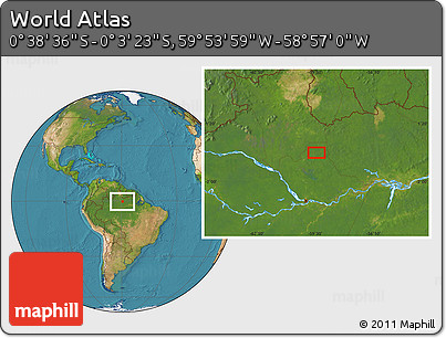 Satellite Location Map of the Area around 0° 21' 0" S, 59° 25' 29" W
