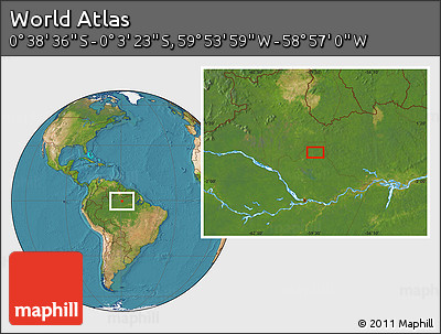 Satellite Location Map of the Area around 0° 21' 0" S, 59° 25' 29" W