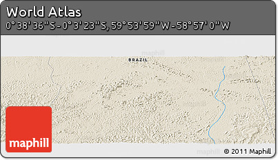 Shaded Relief Panoramic Map of the Area around 0° 21' 0" S, 59° 25' 29" W