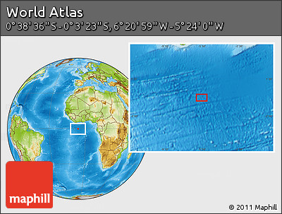Physical Location Map of the Area around 0° 21' 0" S, 5° 52' 30" W