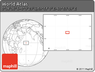 Blank Location Map of the Area around 0° 21' 0" S, 60° 25' 29" E