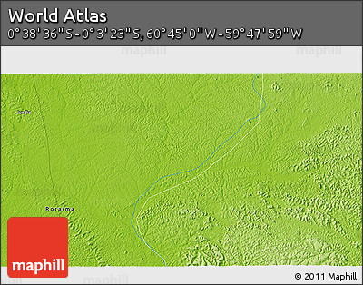 Physical 3D Map of the Area around 0° 21' 0" S, 60° 16' 29" W