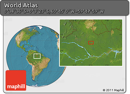 Satellite Location Map of the Area around 0° 21' 0" S, 60° 16' 29" W