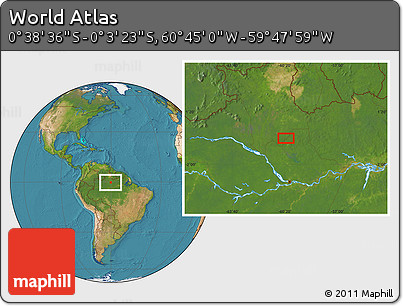 Satellite Location Map of the Area around 0° 21' 0" S, 60° 16' 29" W