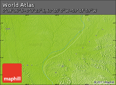 Physical Map of the Area around 0° 21' 0" S, 60° 16' 29" W