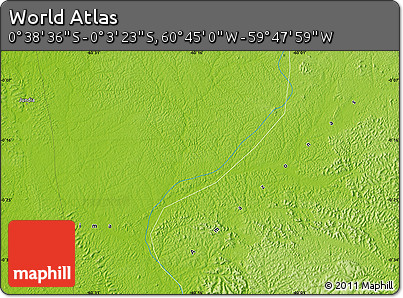 Physical Map of the Area around 0° 21' 0" S, 60° 16' 29" W