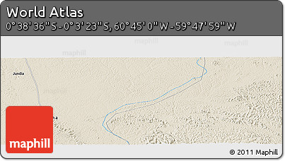 Shaded Relief Panoramic Map of the Area around 0° 21' 0" S, 60° 16' 29" W